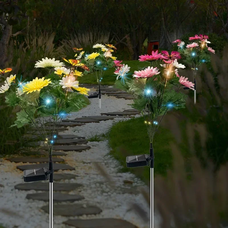 LED Solar Light Waterproof butterfly Solar Flowers Lamp Outdoor Decorative for Garden Yard Lawn Path Lighting Holiday Wedding