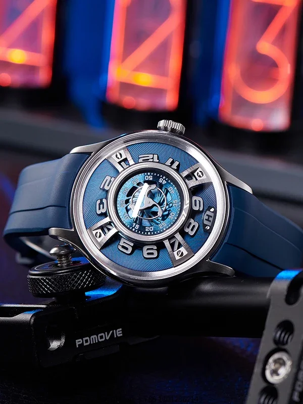 Starship rotor mechanical watch men and women with the same strong blue luminous light