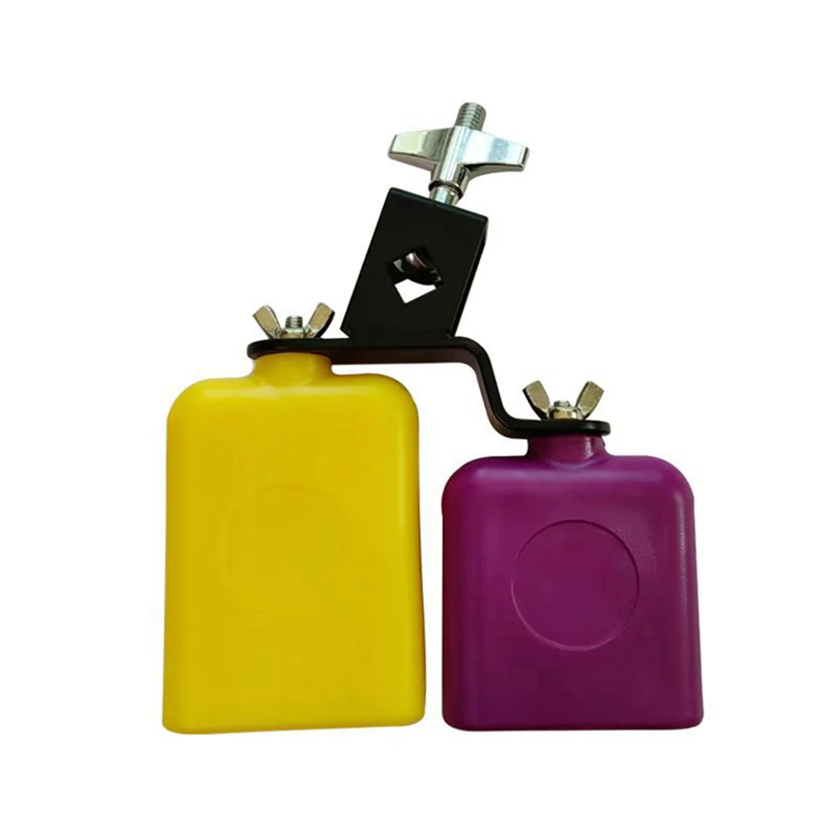 Double Sambago Bell Latin Music Yellow Purple Cowbell High Low Sound Knocker Drum Percussion Instrument Part Accessories