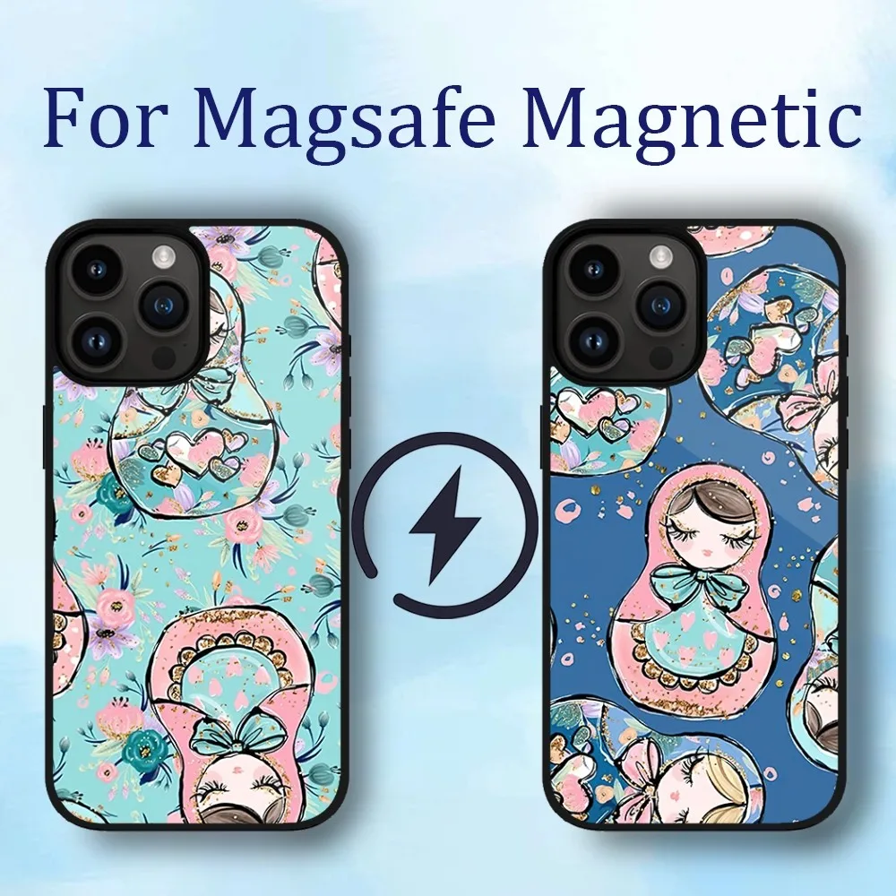 

Russian Nesting Doll Phone Case For iPhone 11 12 13 14 15 Max Plus Phone Magnetic for Macsafe Cases Cover