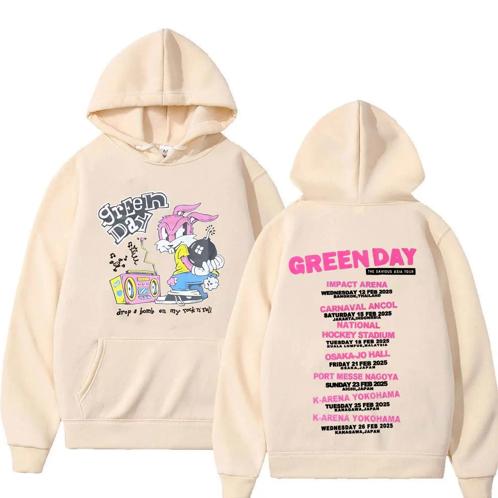Punk Band Green Day The Savious Asia Tour Hoodie Men Women Cartoon Rock Oversized Pullover Men's Fashion Fleece Cotton Hoodies