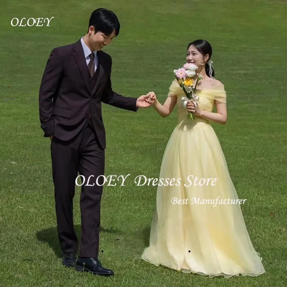 

OLOEY 2026 Organza A-line 웨딩드레스 Off the Shoulder Evening Dress Korea Wedding Photo Shoot Corset Customized ウェディングドレスです