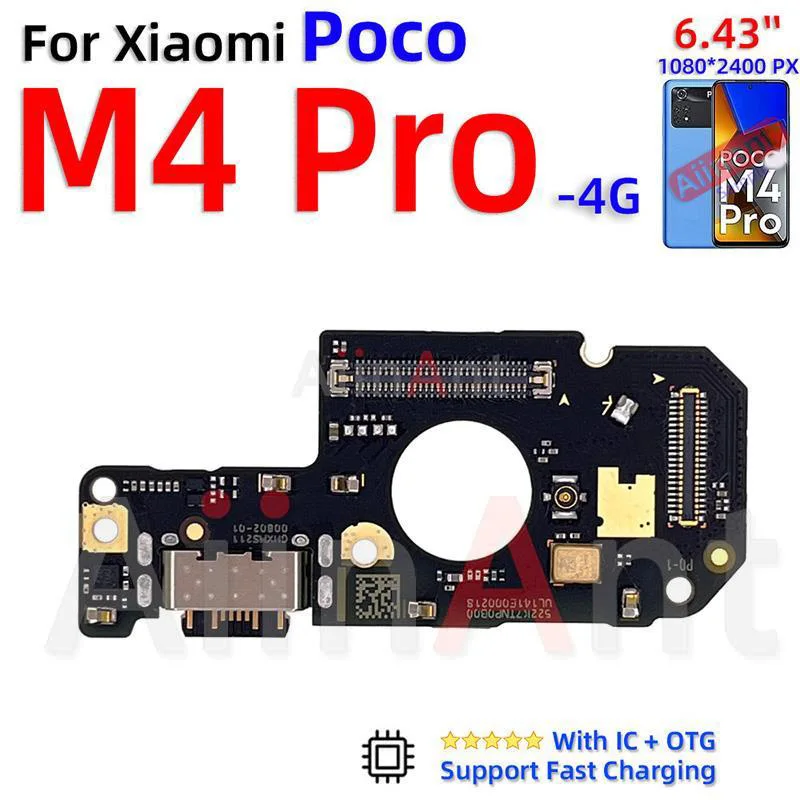 Aiinant Dock USB Charger Bottom Connector Charging Flex Cable For Xiaomi Poco M2 M3 M4 X2 X3 X4 F1 F2 F3 F4 Pro 4G 5G Parts