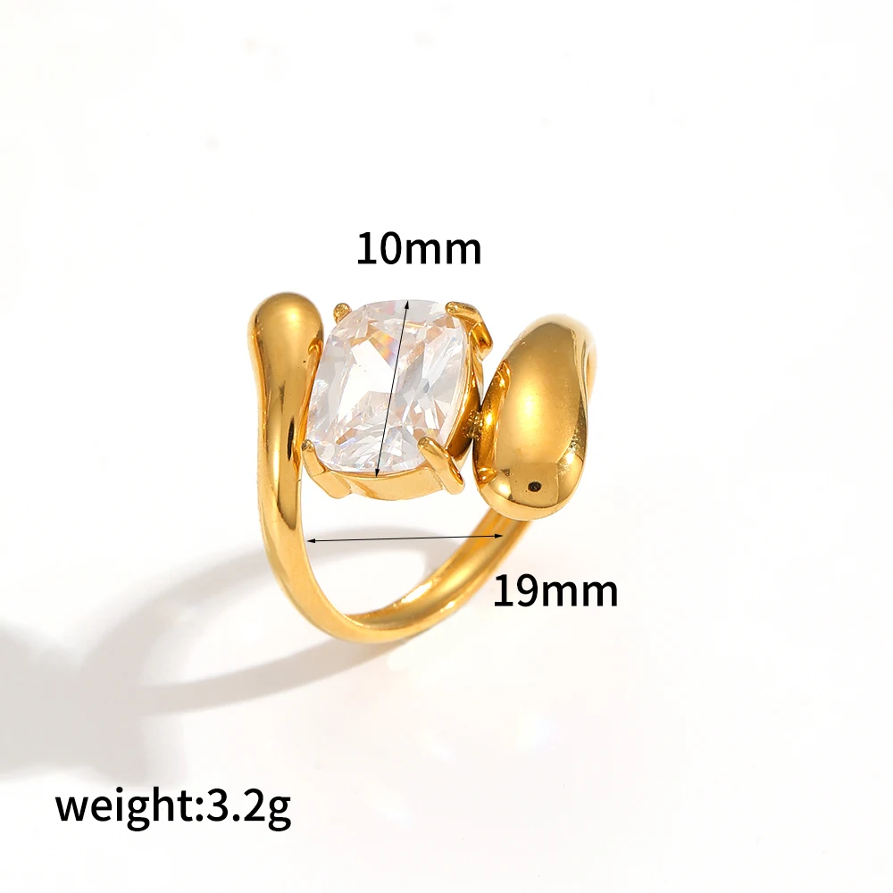 Modische Edelstahlringe mit eingelegten, tropfenförmigen großen Zirkonen für Damen, hochwertige Schmuck-Eheringe – Detail 7
