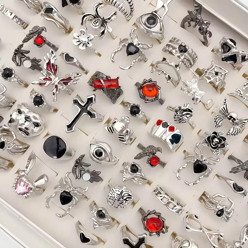 10/20/30/قطعة/الوحدة موضة سحر ريترو الشرير الصليب الشيطان العين خواتم للرجال النساء مزيج نمط الهيب هوب مجوهرات اكسسوارات هدية حفلة