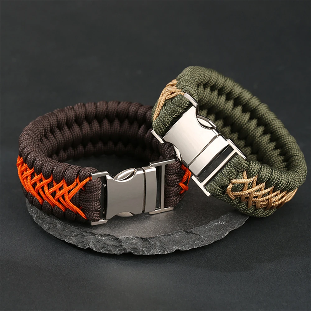 Handmade 7-Core Paracord Bracelet for Men - Outdoor Survival Camping Emergency Rope Wristband Vintage Style Jewelry Hiking Gift