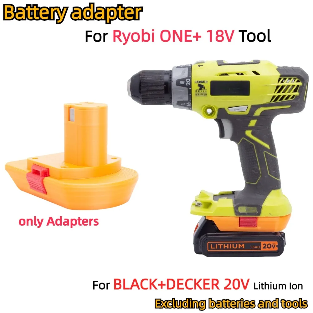 

Adapter/Converter for BLACK+DECKER 20V Li-ion Battery TO Ryobi ONE+ 18V Cordless Electric Drill Tools Accessory (Only Adapter)