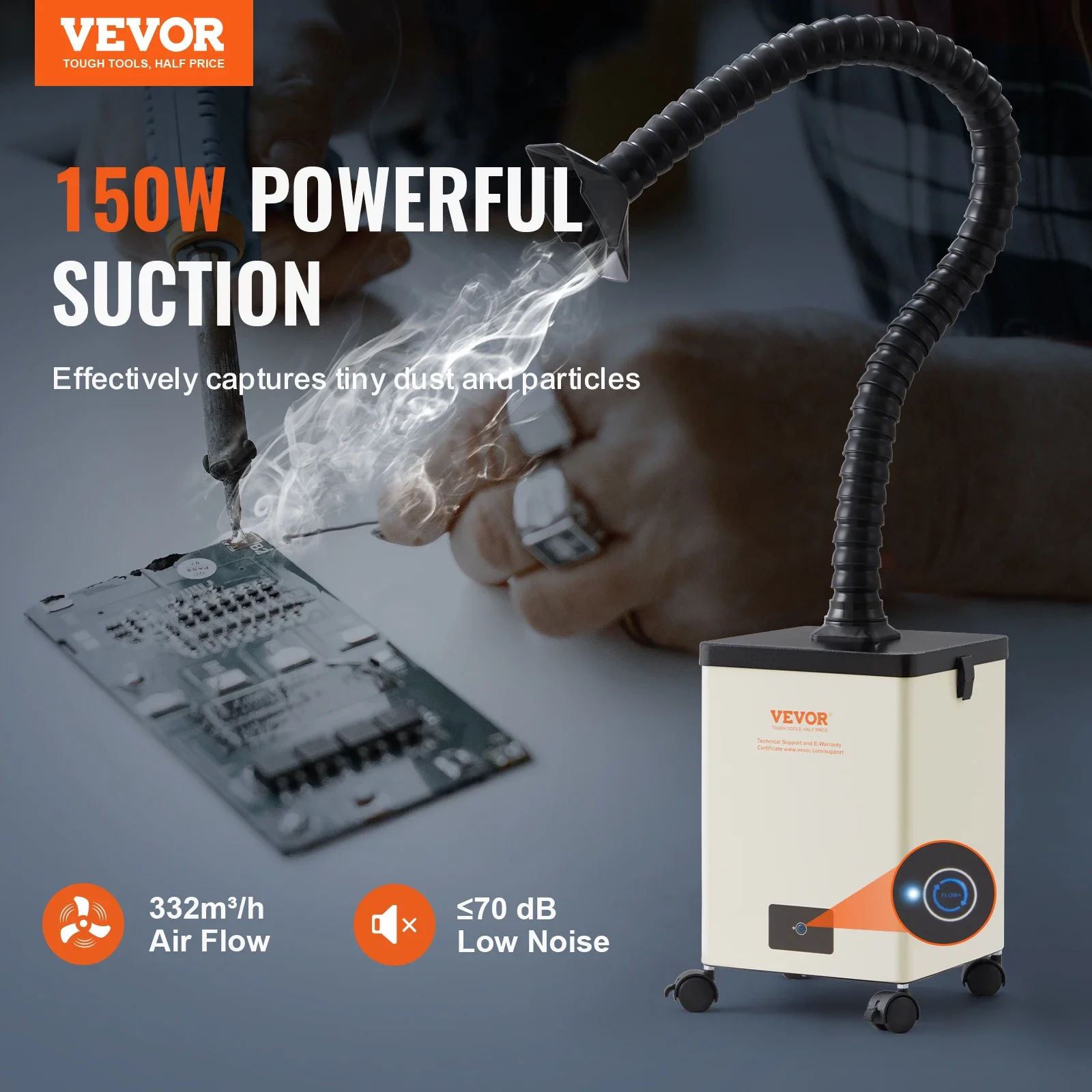 Imagem -02 - Vevor-extrator de Fumaça de Solda com Filtros de Estágios Purificador de Sucção Forte Soldagem Faça Você Mesmo 100w 150w