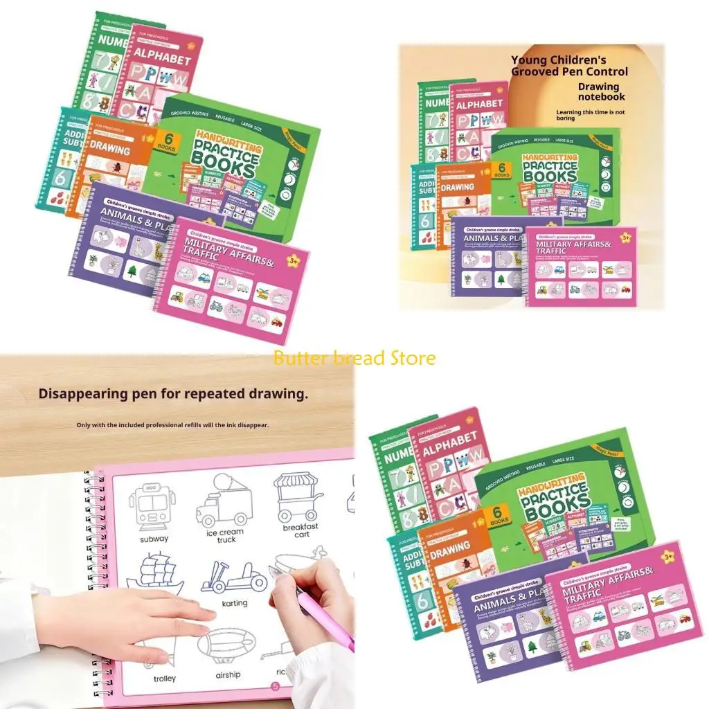 W89C Kids Writing Practice Notebook With Indented Character Guides And Sketching Page
