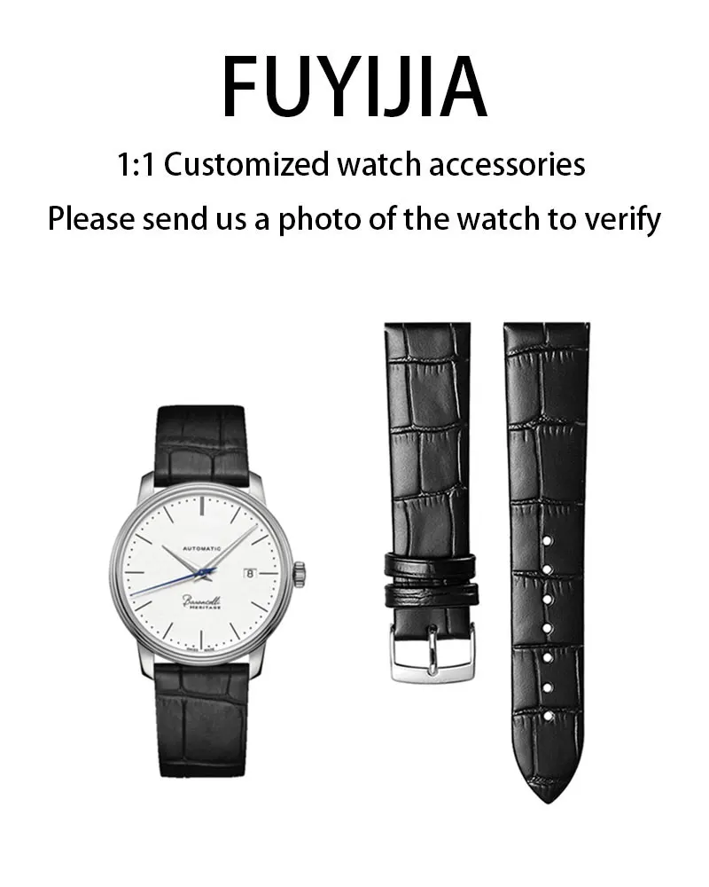 

FUYIJIA Custom BARONCELLI M027 Original Watchbands Steel Pin Buckle Cowhide Strap 20*18mm 17*16mm Flat Interface Leather Belt