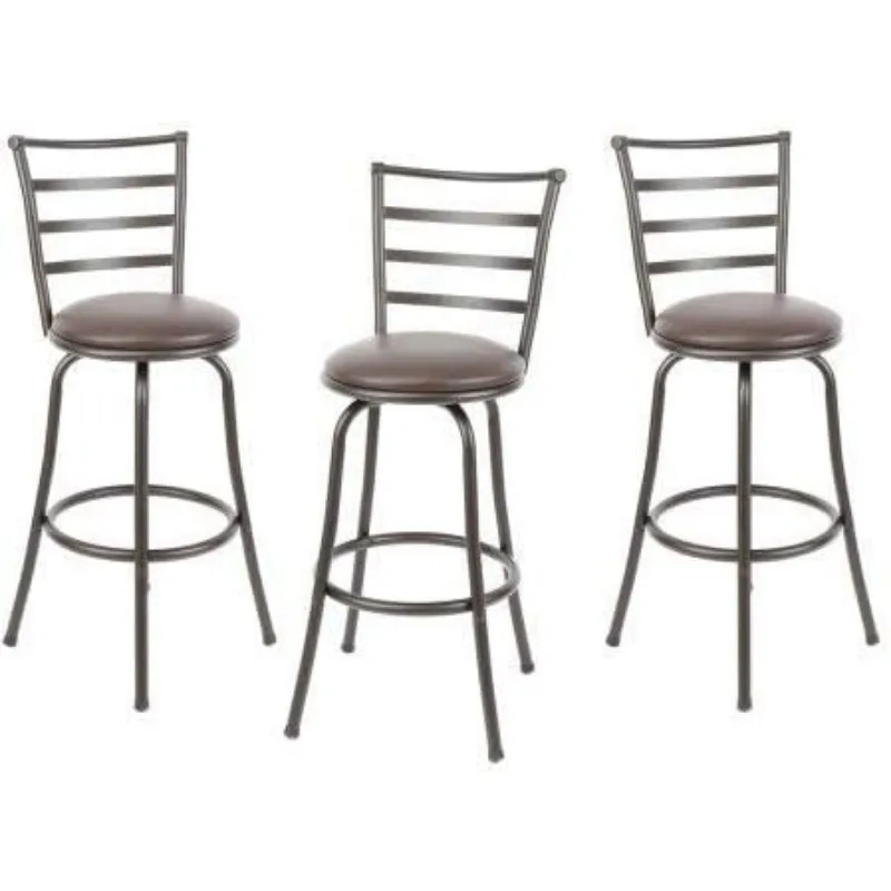 Mainstays Adjustable-Height Swivel Barstool, Hammered Bronze Finish, Set of 3 -