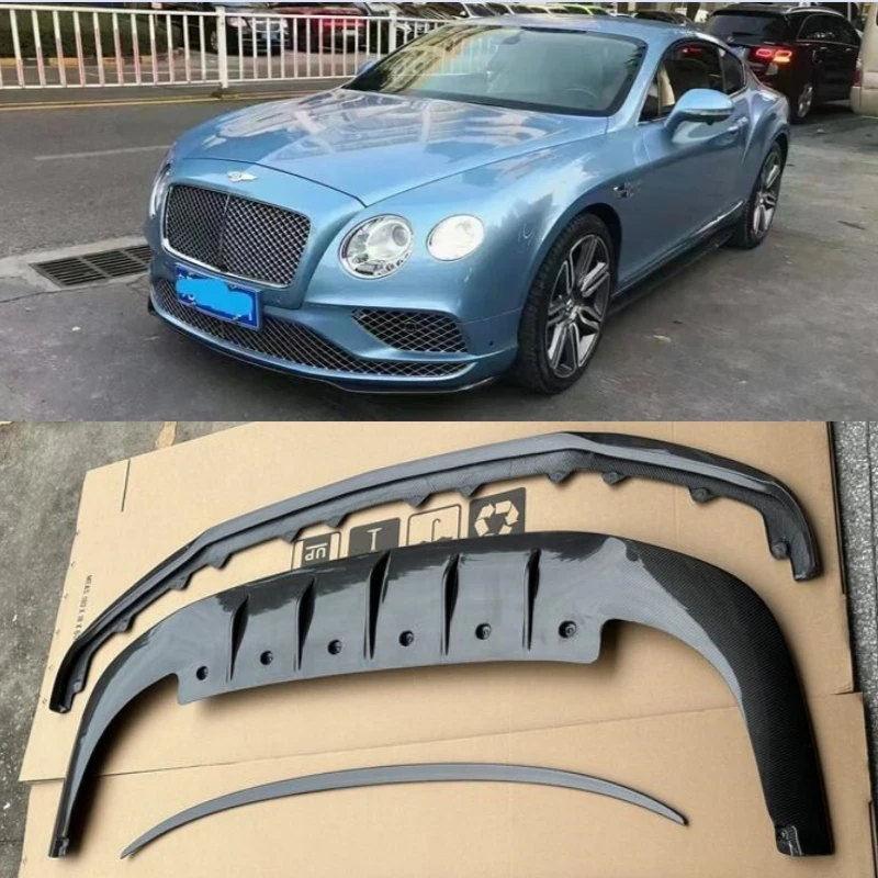 For Bentley Continental GT 2015-2022 REAL Carbon Fiber Front Lip Rear Diffuser Spoiler Body Kit Splitter Refits