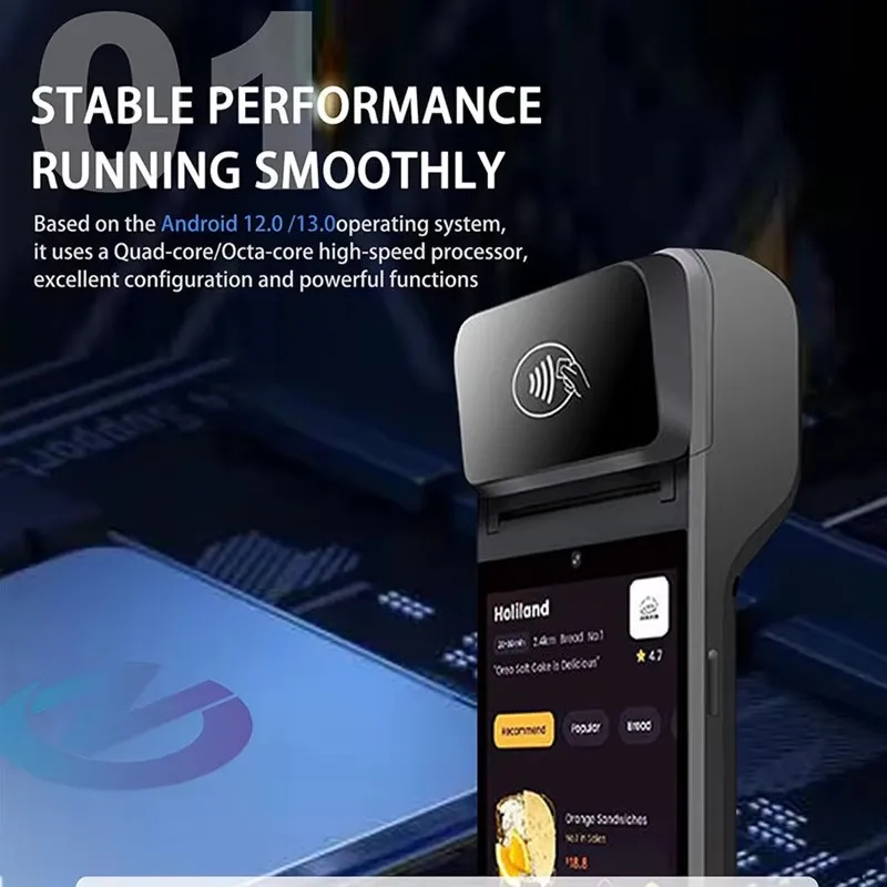 4G PDA POS Android 13 محطة الدفع الذكية 5.5 بوصة تعمل باللمس ماكينة تسجيل المدفوعات النقدية المتنقلة مع طابعة الإيصالات الحرارية 58 مللي متر