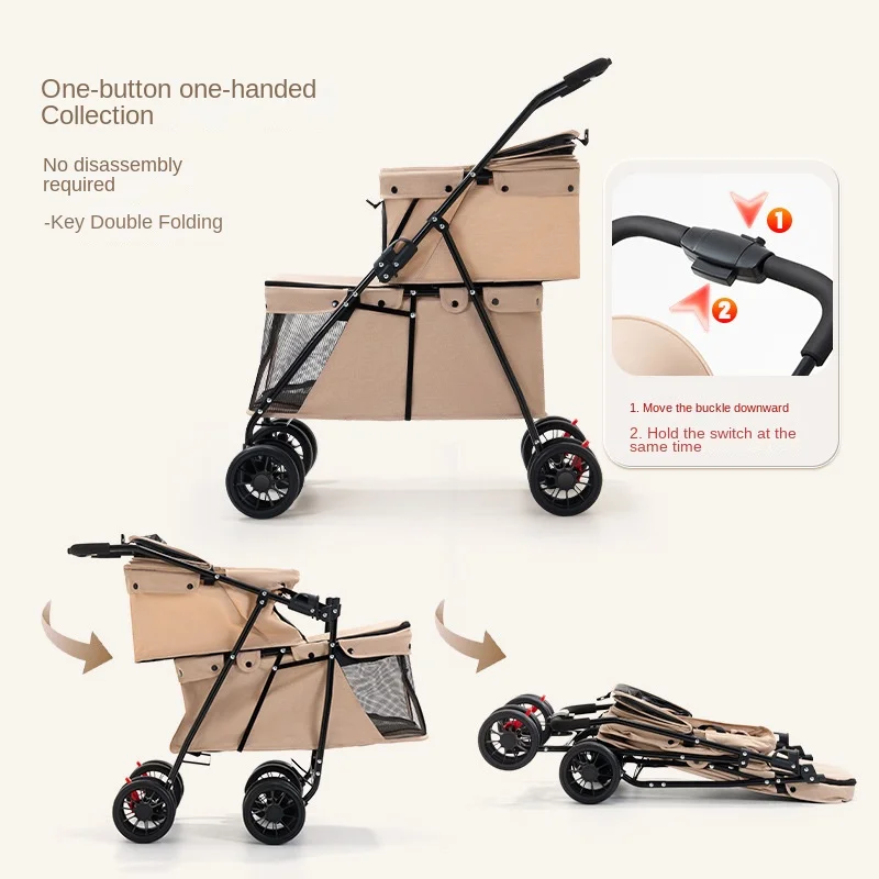 STLFPremium Show 2 Tier Layer Twin Double Cat Dog Pet Stroller for 2 Dogs