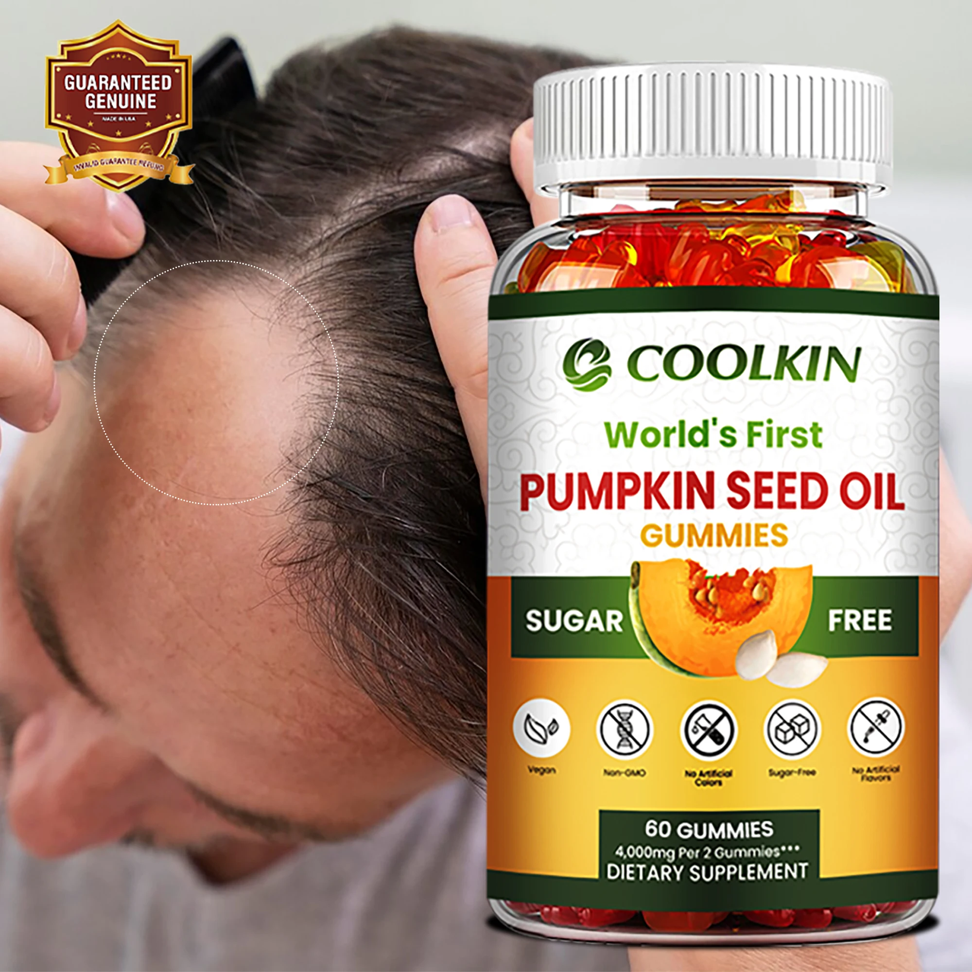 

Pumpkin Seed Oil Gummies - Promotes Hair Growth,Supports Prostate Health, Bladder and Urinary Tract Health - 60 Gummies