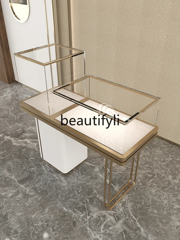 

Jewelry Display Cabinet High-end Arc Jewelry Gold Luxury Exhibition Hall Jade Stainless Steel Round Nakajima Terrace