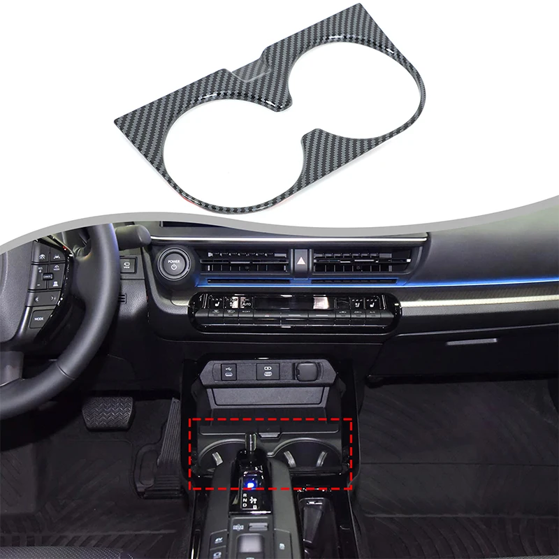 

For Toyota Prius XW60 2023-2025 Car Front Water Cup Decorative Frame Drink Cup Cover Sticker ABS Carbon Fiber Car Accessories