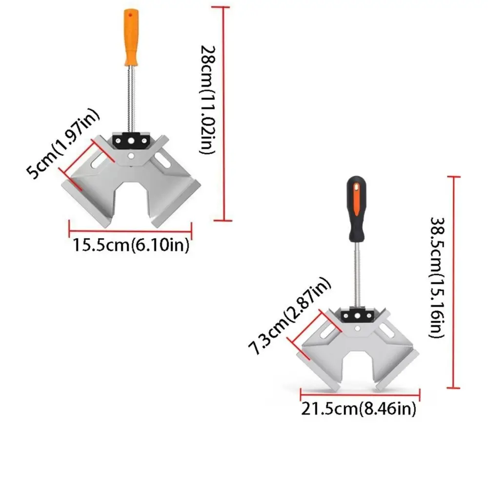 Verstellbare rechtwinklige Klemmen mit Schwenkbacke, rechtwinkliges Design, 90-Grad-Winkel, Holzbearbeitungsklemmen, Rahmen aus Aluminiumlegierung