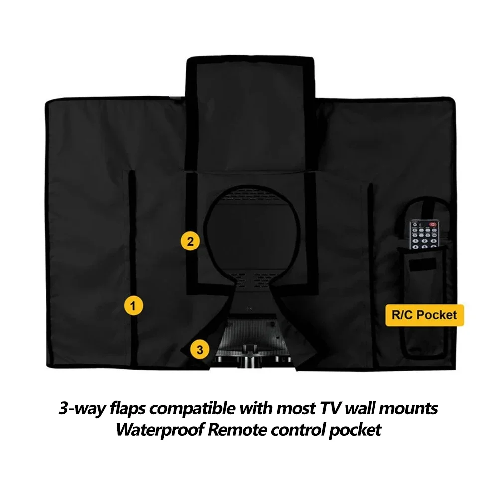 Outdoor TV Screen All-Purpose Dust Cover Black LCD Television Waterproof Resistant Protect Bag 24\