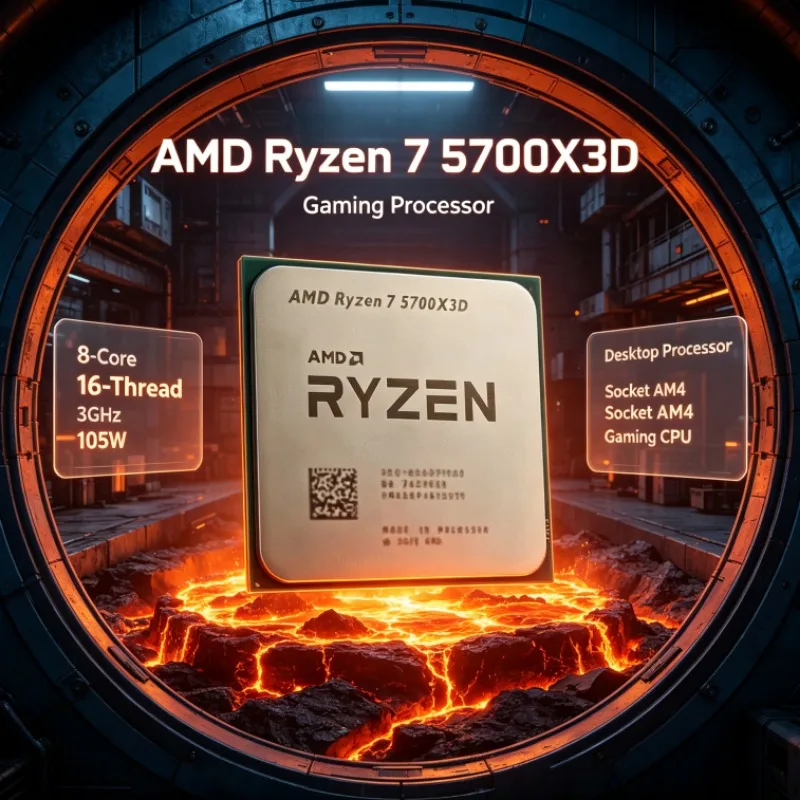 AMD Ryzen 7 5700X3D AM4 Desktop CPU 8-Core 16-Thread 3.0GHz Up to 4.1GHz 105W DDR4 Computer Processor