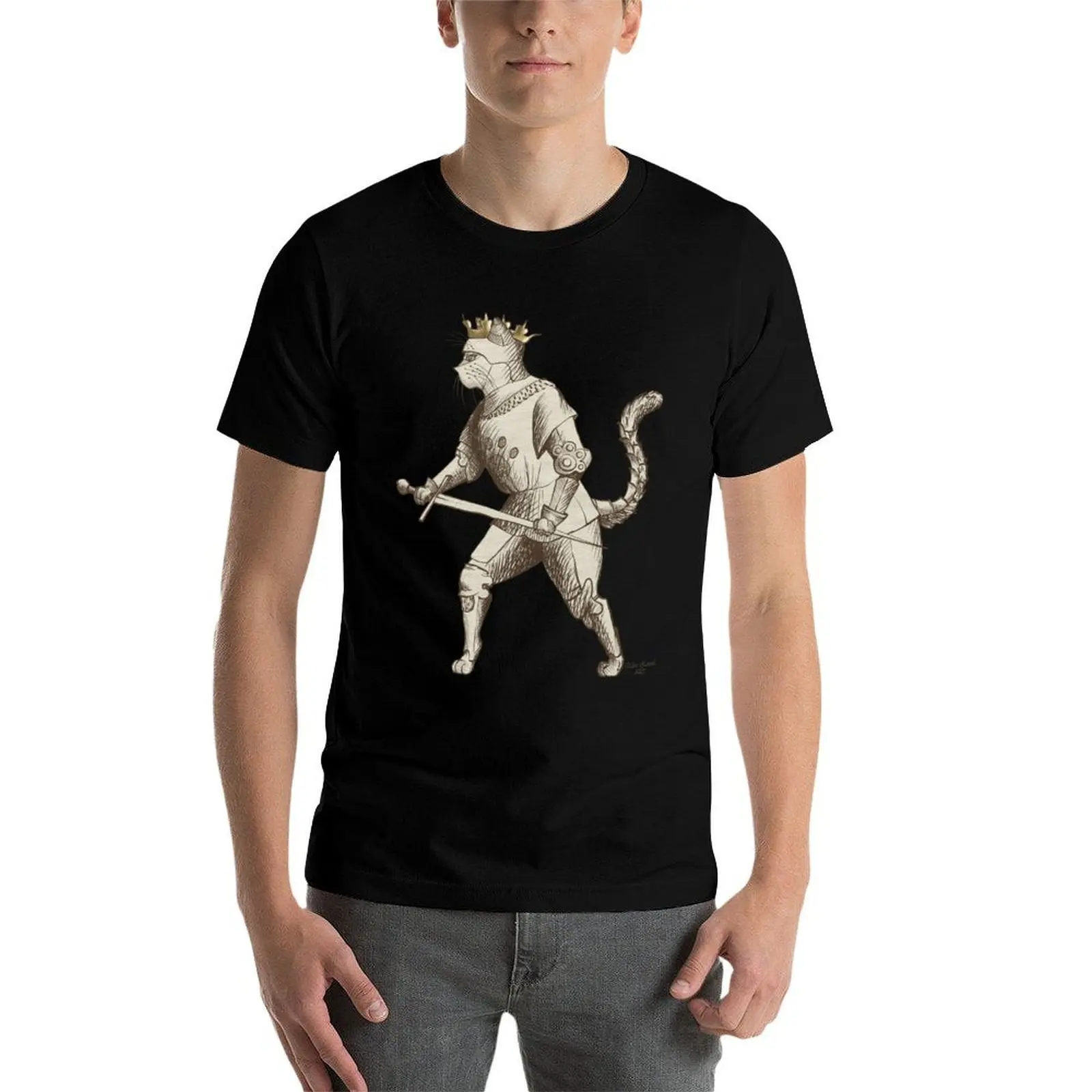 Hemanimals - Fiore de Liberi - تي شيرت قطة في درع تي شيرت للرجال تي شيرت للرجال قطن تي شيرت 100% تي شيرت #4