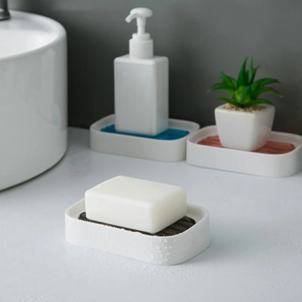 

Double Layer Box for Bathroom Bathtub Drainage Design Stick No Tools Non-Metal Portable Soap Dish Holder Case