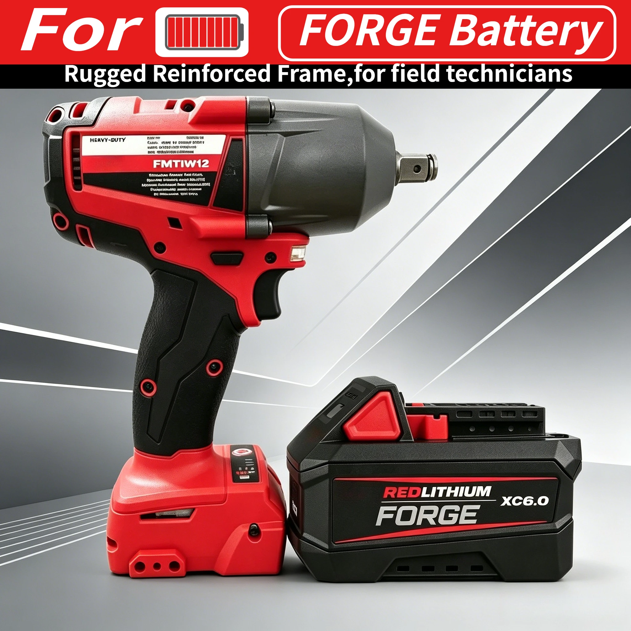Fit M18 FORGE 6.0 18V Premium Rechargeable Battery,high efficiency continuous discharge for long-time impact wrench working