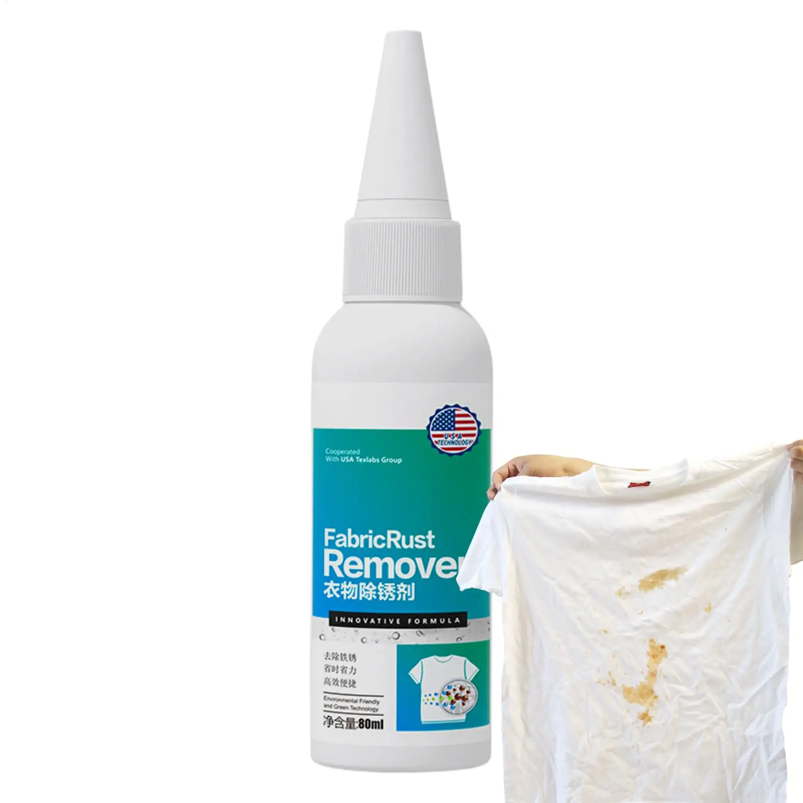 80ml Fabric Rust Cleaner Professional Multifunctional Stains Remover Cleaning Liquid  Laundry Cleaner Solution Clothing Care