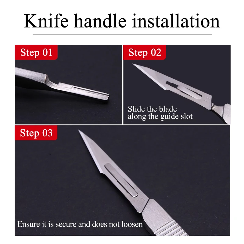 ที่ใส่มีดสแตนเลสเบอร์ 3/เบอร์ 4 พร้อมสเกล ด้ามมีดผ่าตัด เครื่องมือติดฟิล์มโทรศัพท์มือถือ ด้ามมีด