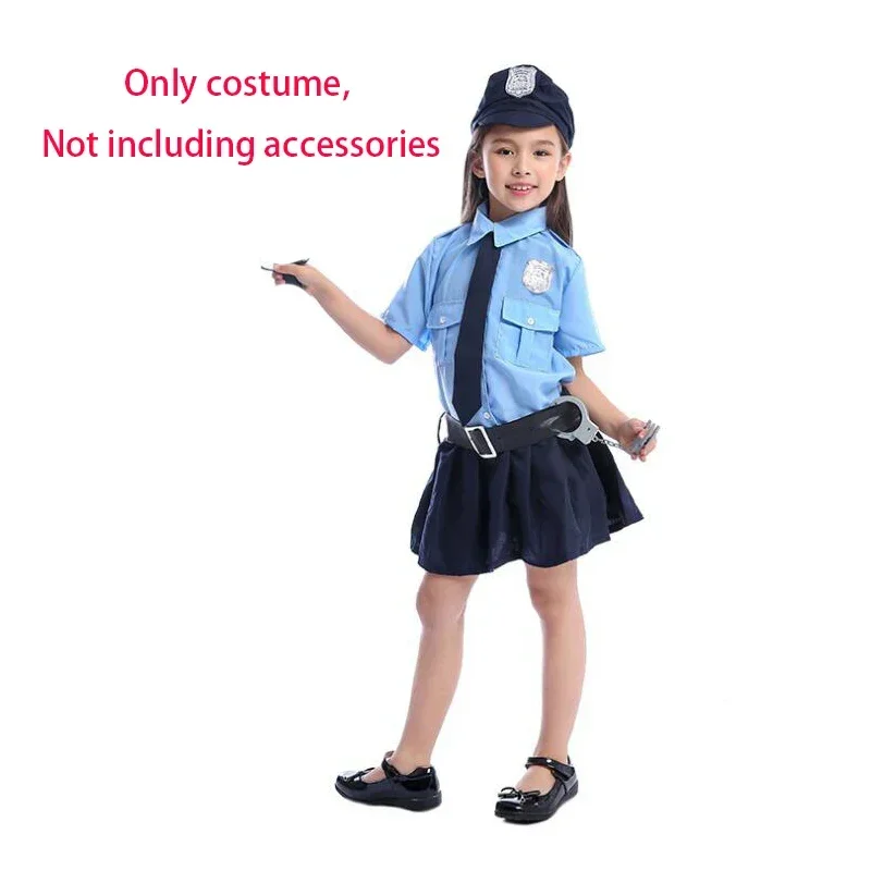 Coslan Cute Girls Halloween Tiny Cop Police Officer Playtime Cosplay Costume Kids Blue Coolest Police Uniform Carnaval Cosplay C