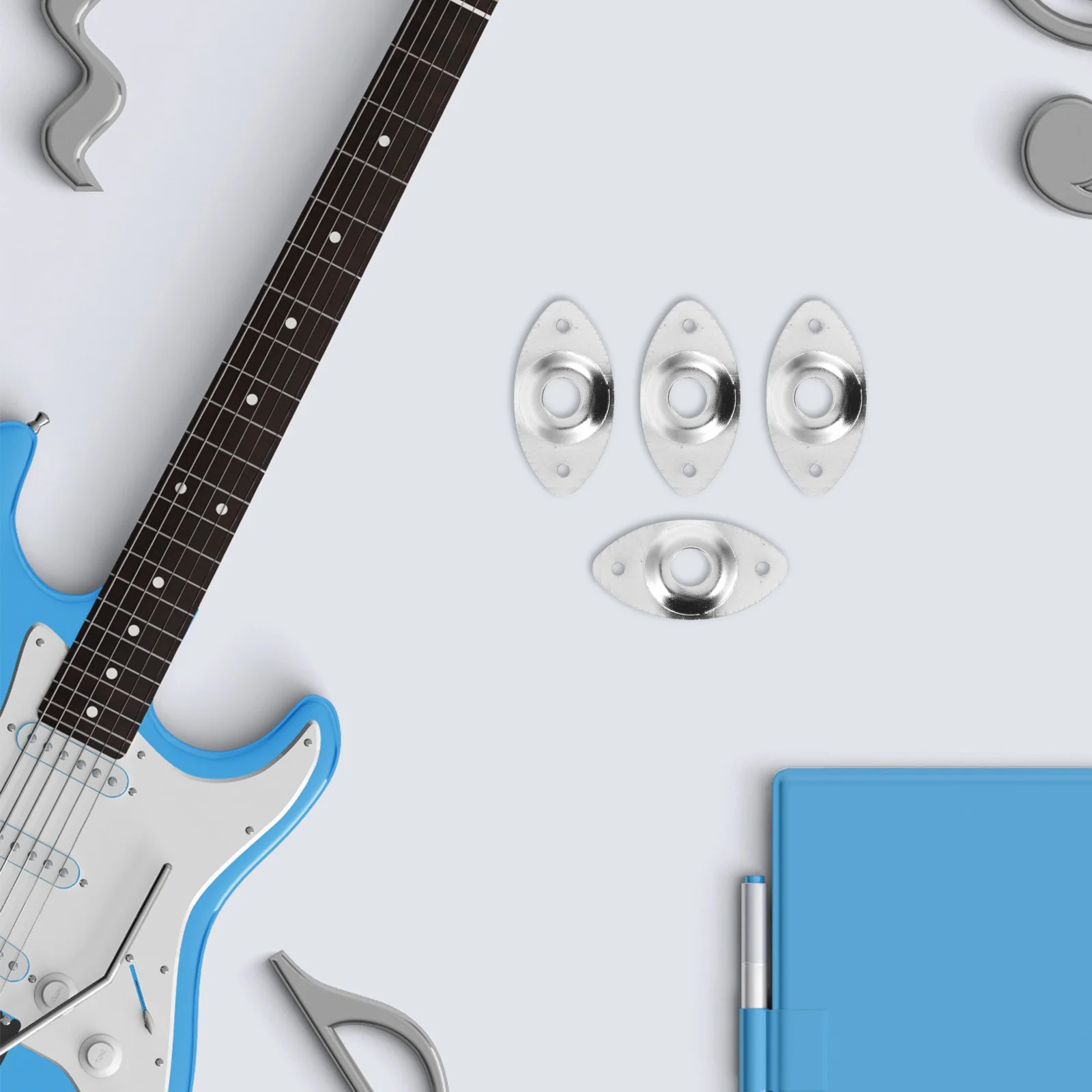 

4Pcs Guitar Input Jack Plate Metal Electric Guitar Parts Replacement Durable Aesthetic Upgrade Noise Reduction