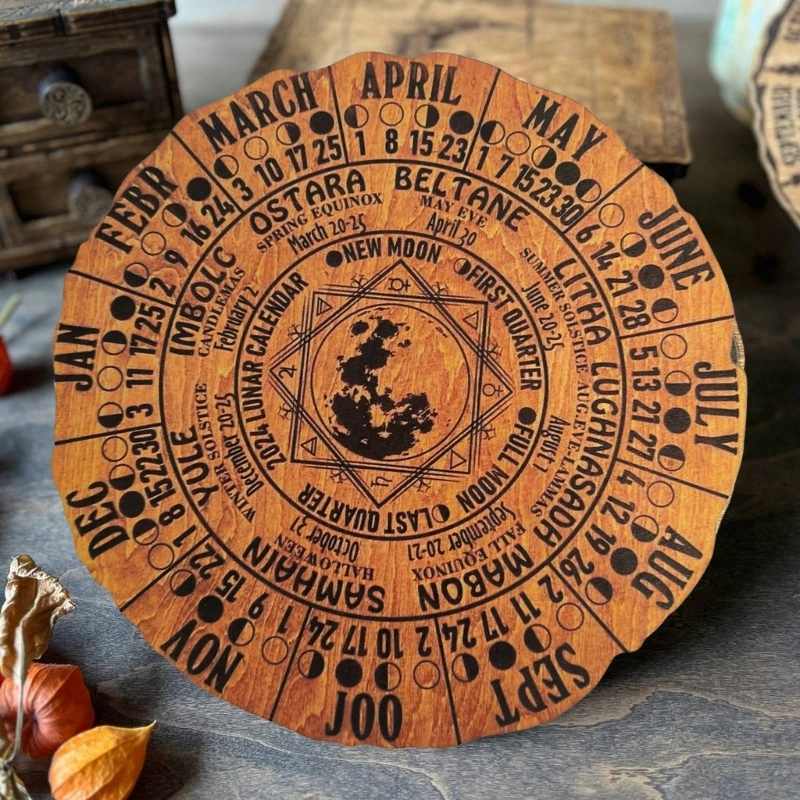 Práctico calendario madera con árbol para organizar tu agenda Brujería