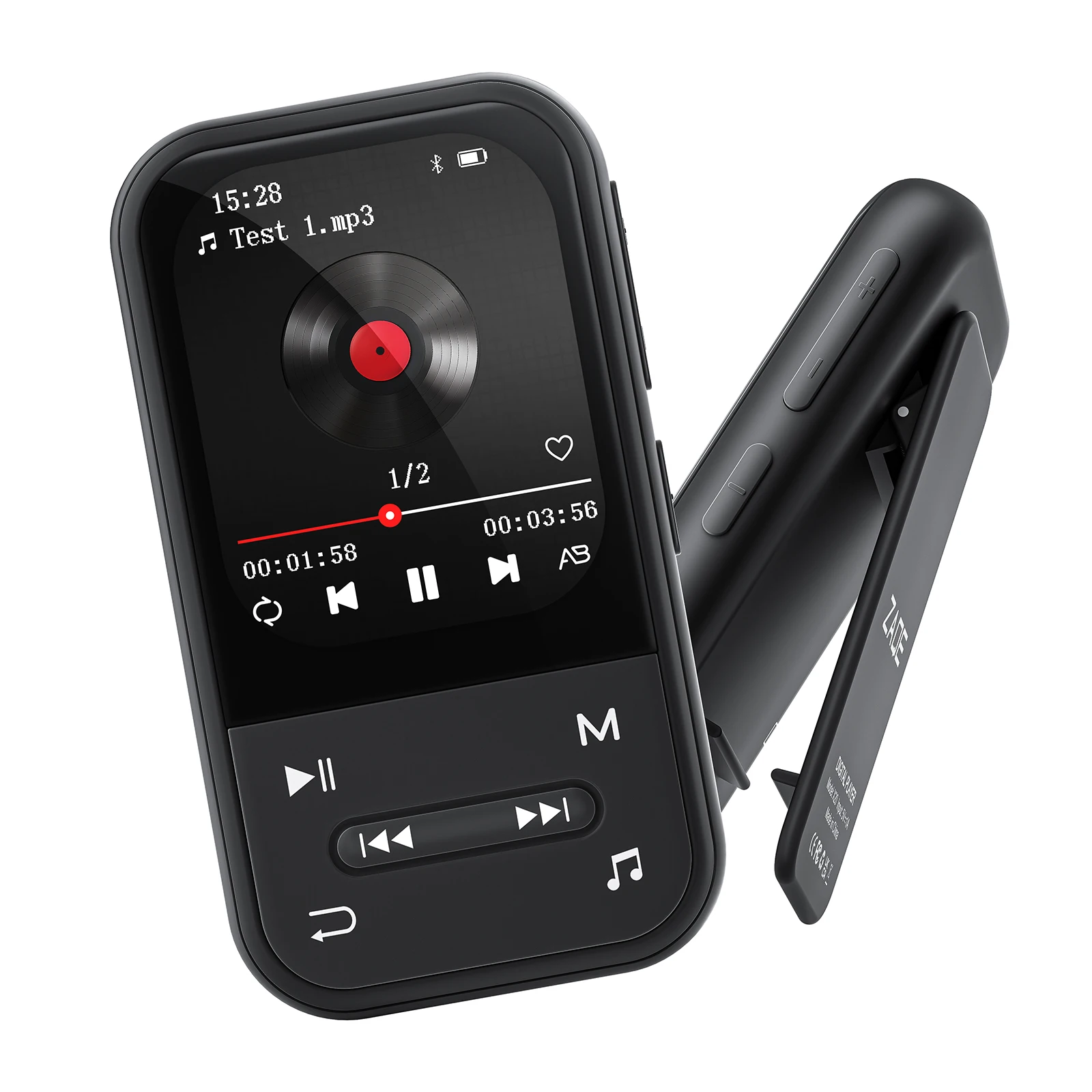 Lettore MP3 Bluetooth 5.3 da 64 GB con clip, lettore musicale digitale sportivo portatile Hi-Fi con radio FM e registrazione, per corsa e bambini