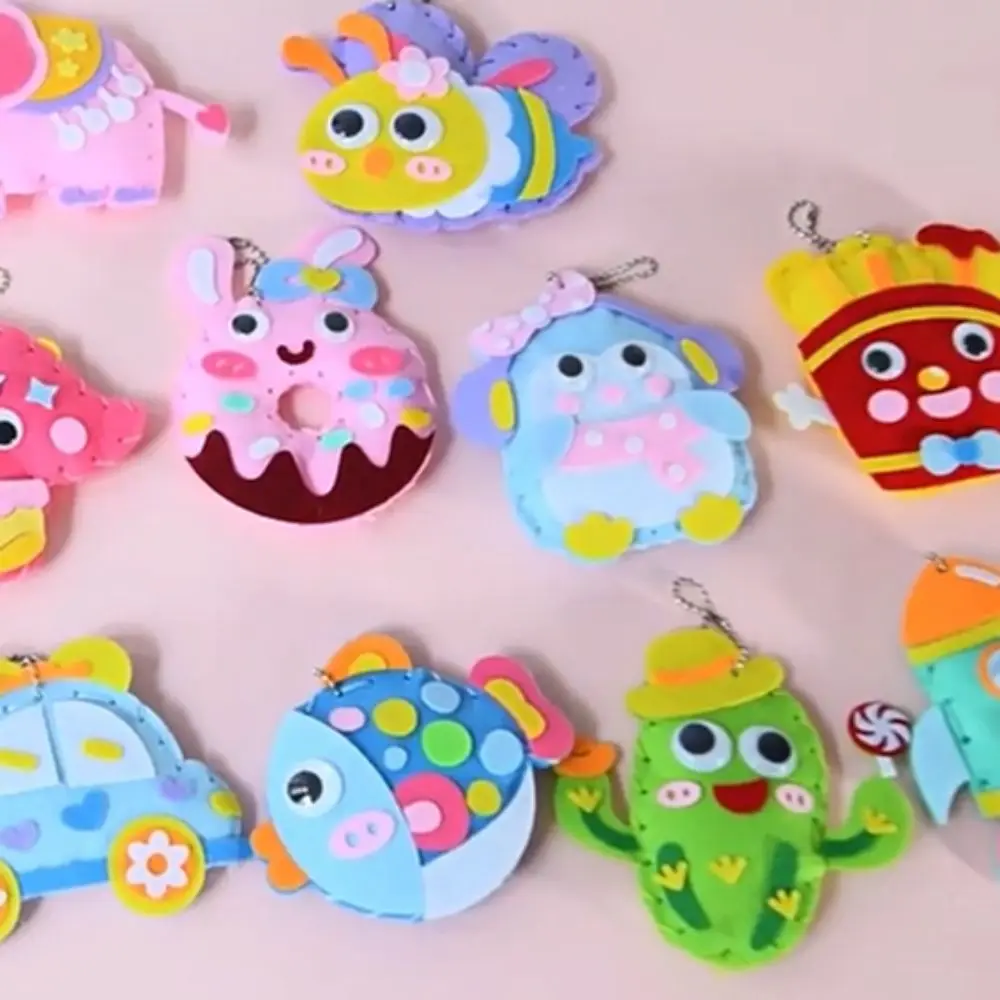 Cartoon Animal Pendant Material Kit Educational Handmade Sewing Craft Kit Handcraft Pink Bag DIY Toy Kit Boys and Girls