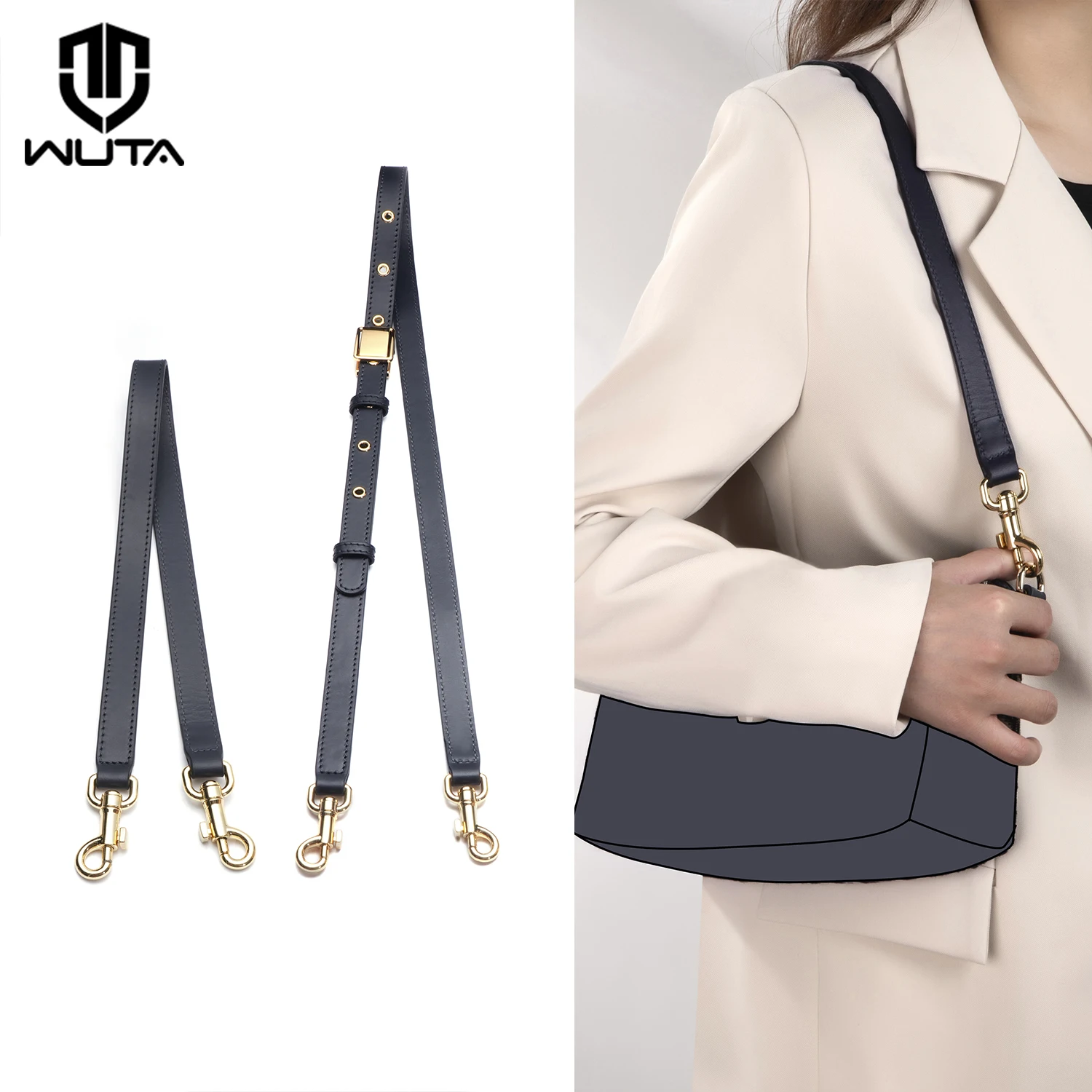 WUTA Bag Strap For Dior Travel Nomad Genuine Leather Underarm Replacement Shoulder Straps Adjustable Crossbody Handbag Belt