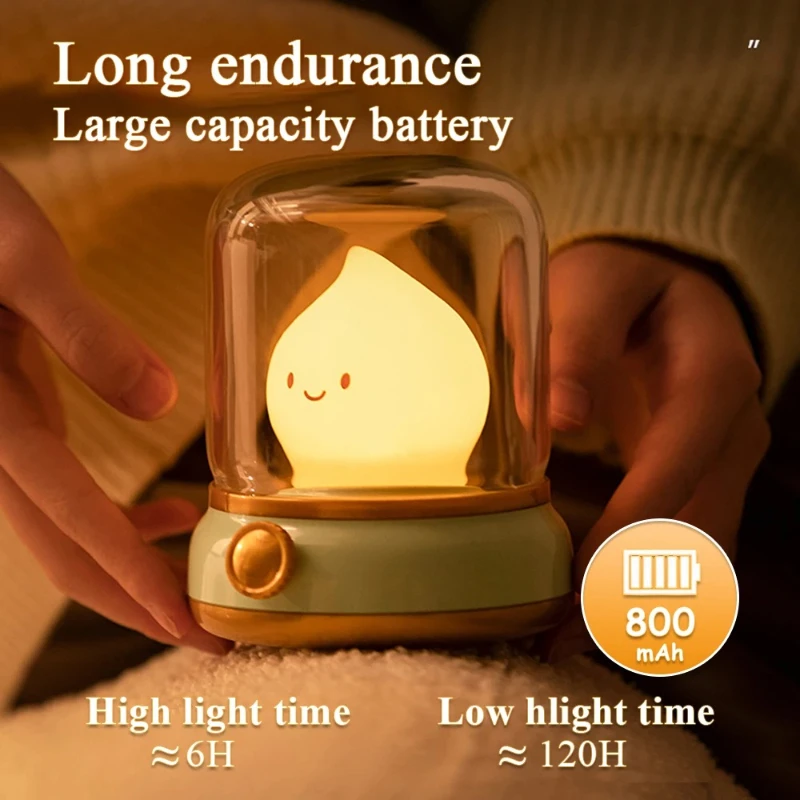 Retro Candle Night Light USB Rechargeable Cozy Ambient Lighting 2 Modes Time Dimming Desk Lamp Bedroom Decor Cute Gift For Kids