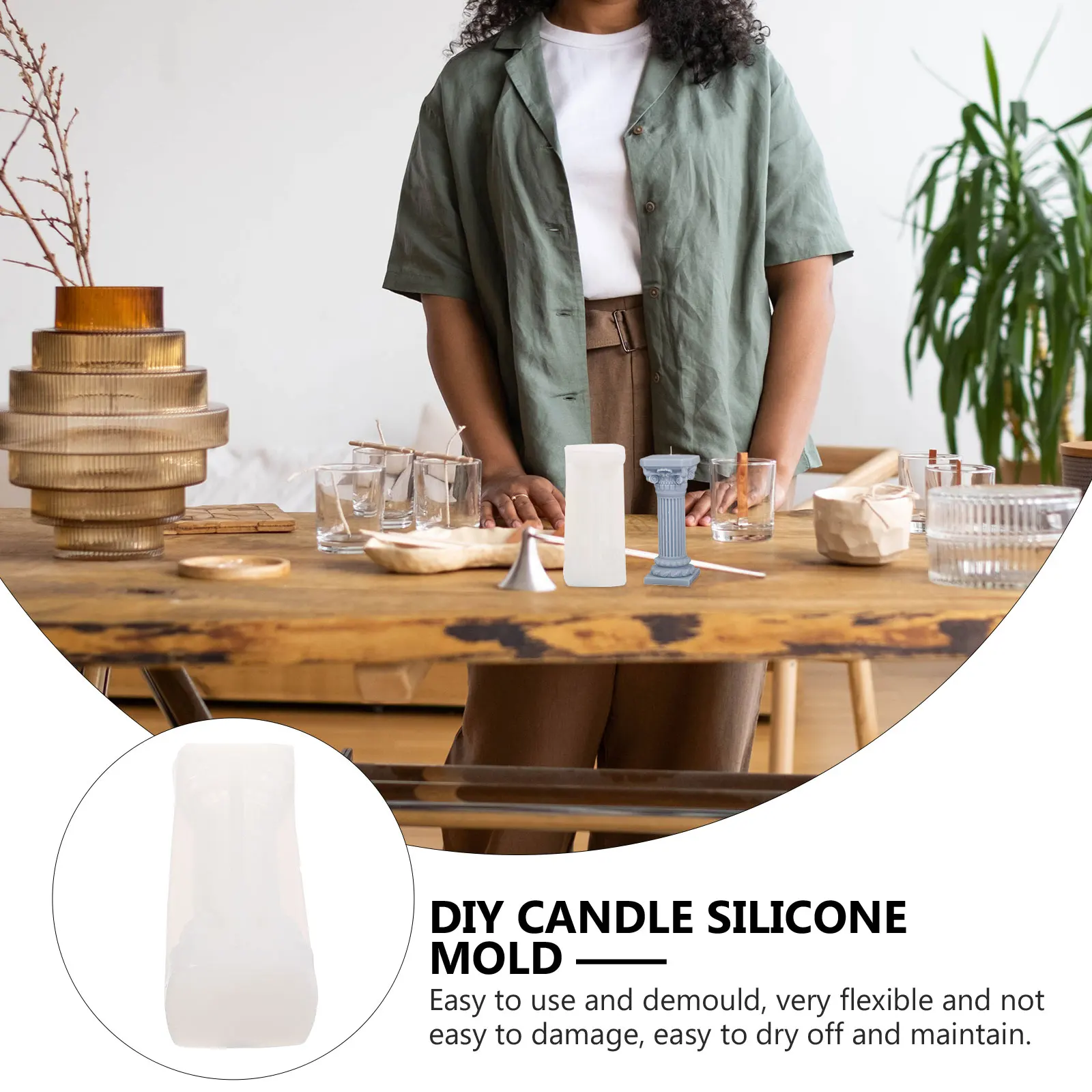 

Flexible Pillar Aromatherapy Wax For Scented Candles Durable Easy Demoulding Gift For Diy Lovers Making Silicone Wax Molds Diy