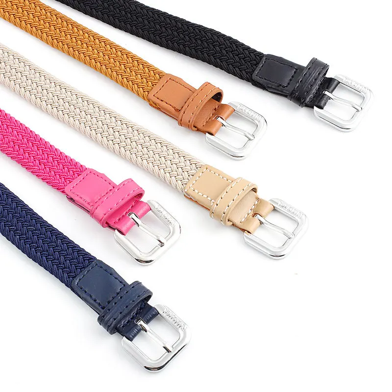 New Casual Kids Belt Woven Stretch Solid Color Men's Fashion Knit Pin Buckle Belt For Boys Girls Designer Belts Wholesale