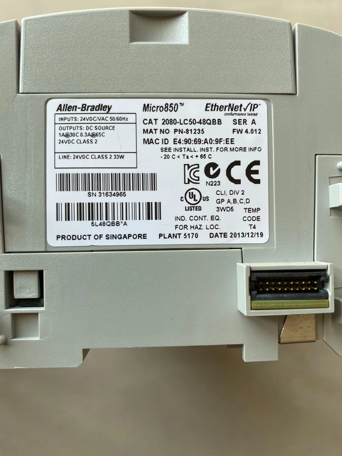 2080-L50E-48QBB Micro850 48 i/o Controller EtherNet/IP