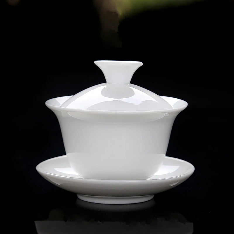 High White Porcelain Tea Set, Sancai Bowl, Cover Bowl, Tea Maker, Large Teacup Gaiwan, Pure White Porcelain, Respect Tea Bowl