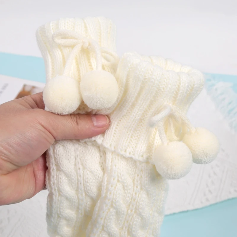 Weiche gestrickte Beinüberzüge für Kleinkinder, niedliche Waden-Beinlinge für Kinder, Mädchen, modische Kinder, Florsocken, Winter-Lolita-Kniestrümpfe – Detail 4