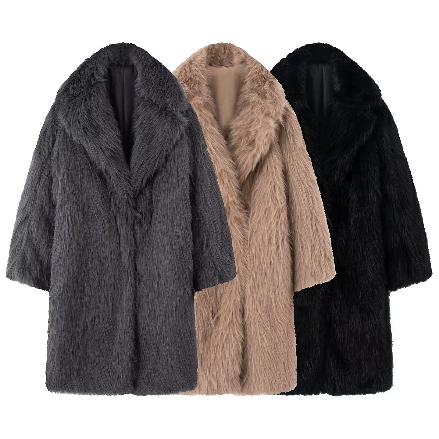 

2025 Winter New Women's Casual Fashion Retro Loose Fit Slimming Thickened Concealed Button Warm Lambswool Coat