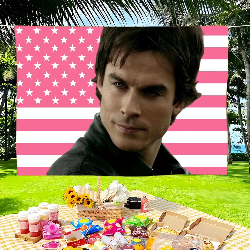 D-Damon S-Salvatore flag Tapestries Outdoor Parties Bedrooms Living Rooms Dorm Rooms Wall Decor Banners Vampire Diaries Starring