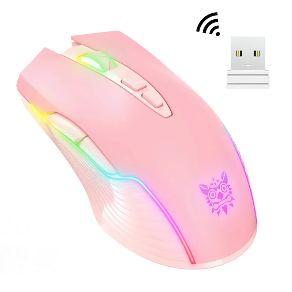 CW905 Cute Pink Wireless Gaming Mouse RGB Marquee Rechargeable Desktop Computer Notebook Mouse Rechargeable Mouse