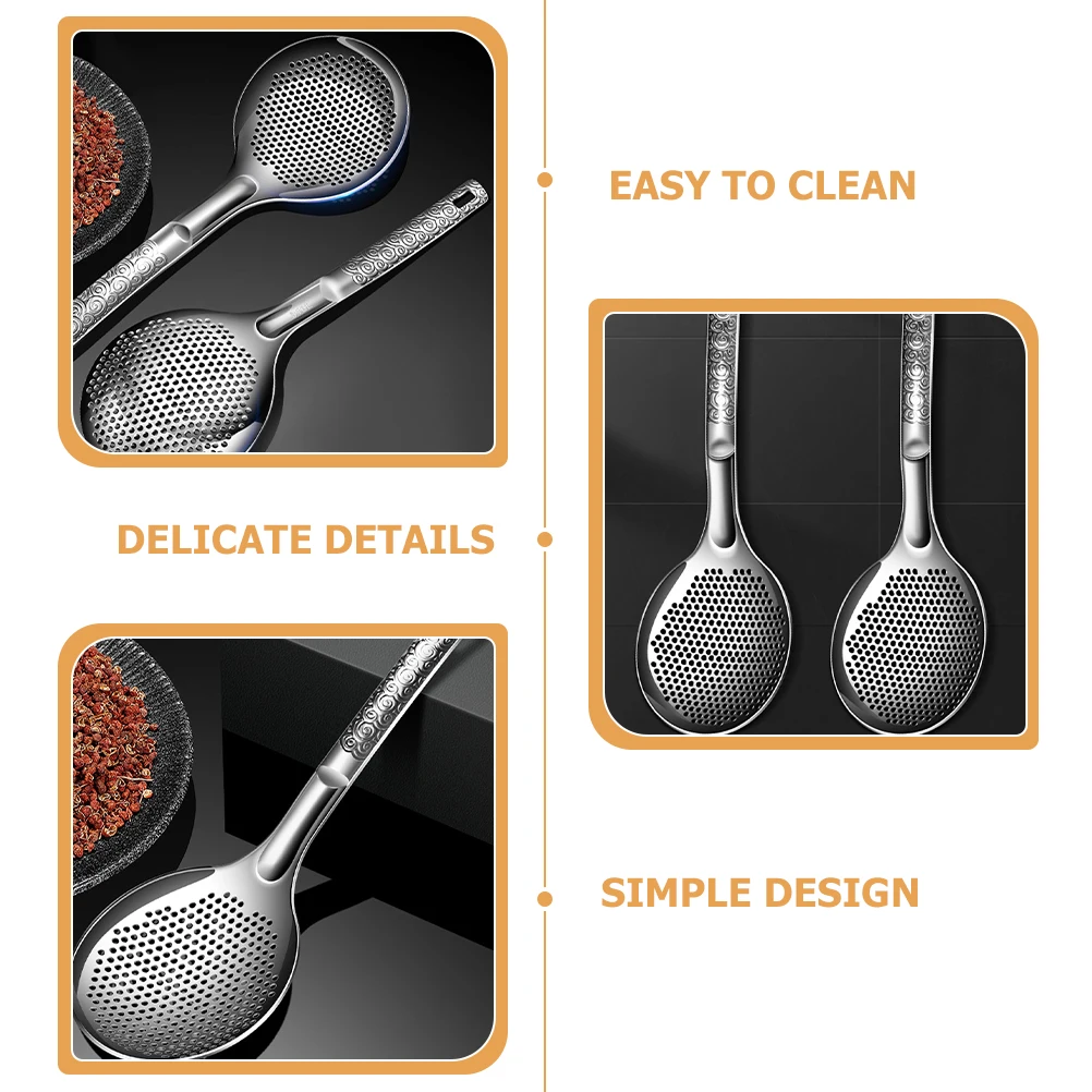 

1pc Stainless Steel Colander Scoop 316L Slotted Spoon Kitchen Noodle Strainer Soup Skimmer Metal Filter Gadgets Fried Food Tools