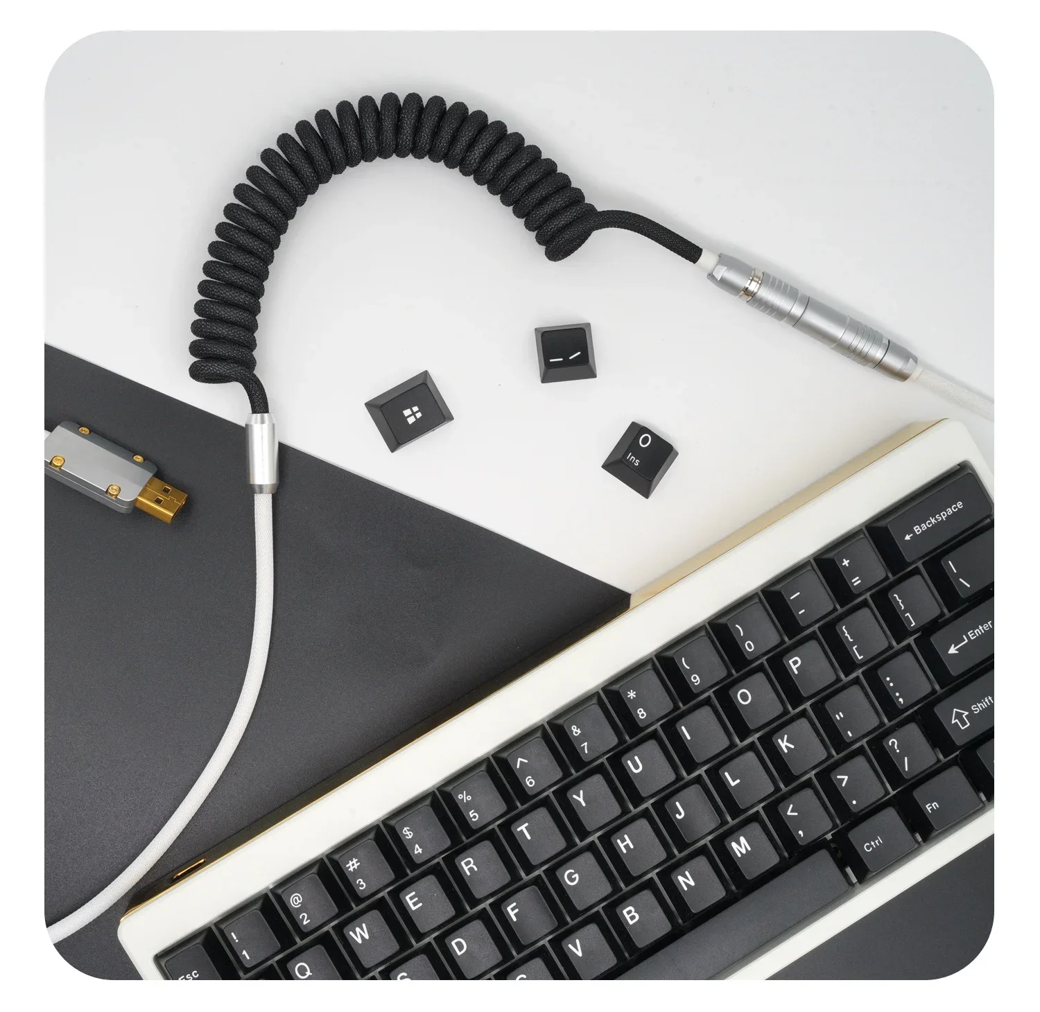 GeekCable Cstom Teclado Mecánico Línea de Datos GMK Tema SP Key Cap línea Simple Blanco y Negro