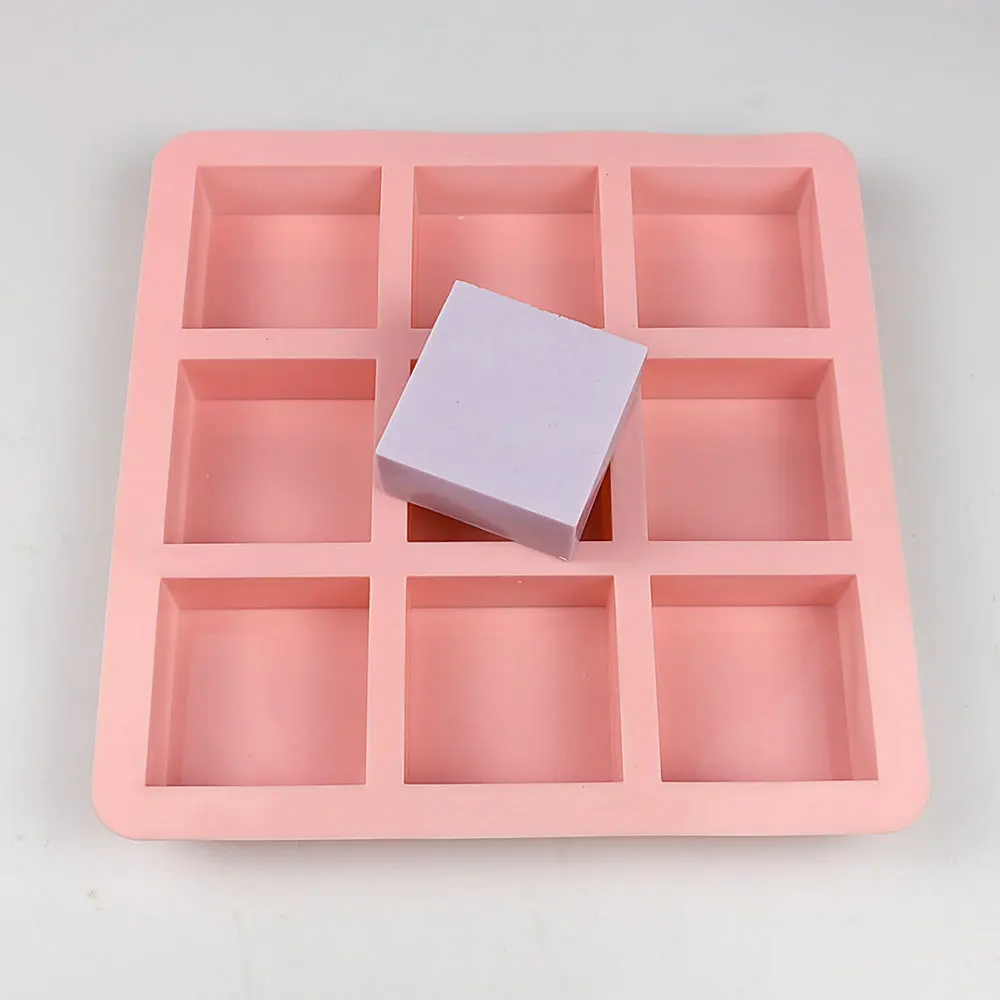 9 Hole Square Silicone Soap Mold DIY Handmade Baking Dessert Chocolate Cake Resin Candle Making Tools Cold Process Soap Mould