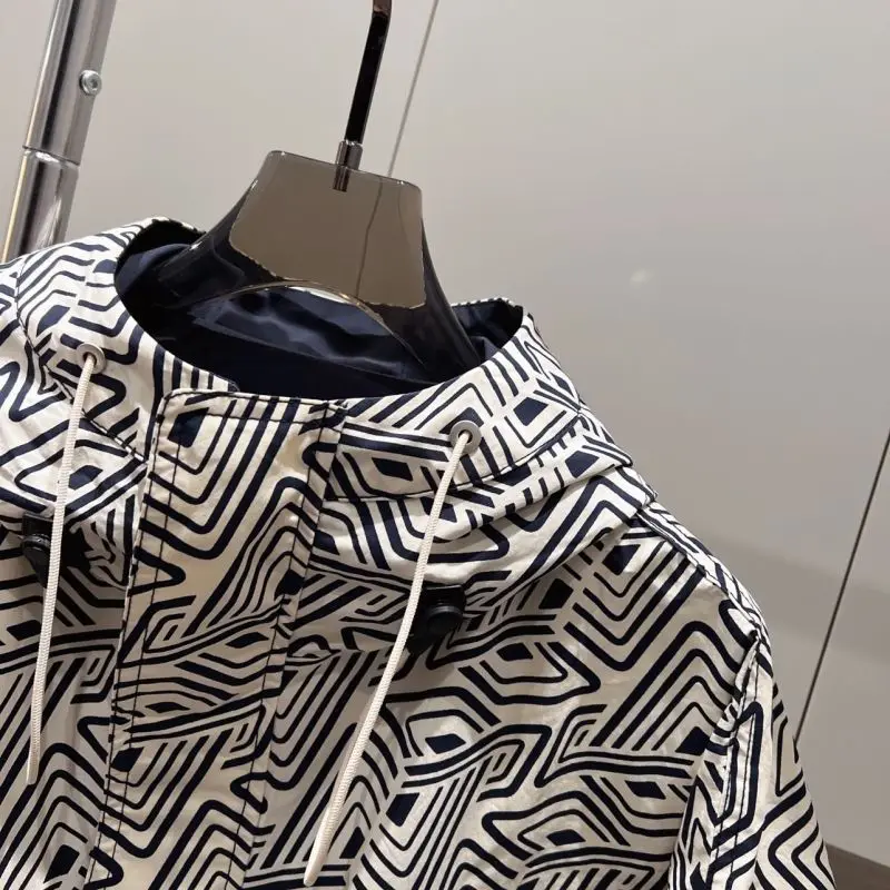 Casaco estampado com capuz masculino, manga comprida, confortável, bolsos com zíper, casual, solto, elegante, emendado, outono, novo, 2024