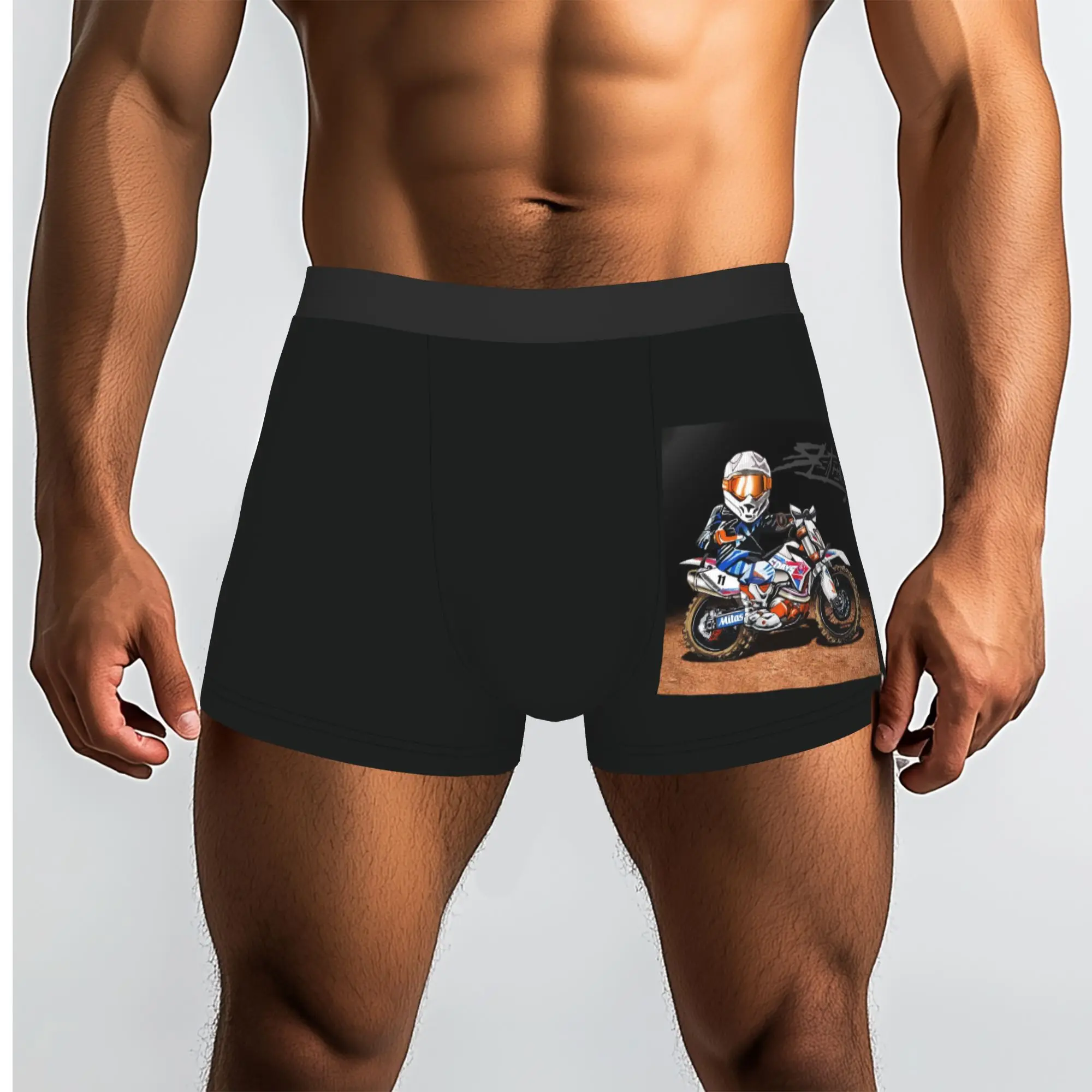 Custom Novelty Cartoon Motorcycle Extreme Speed Stunt Sport  Shorts Panties Men's  Breathable Mobile Bike Briefs Underwear