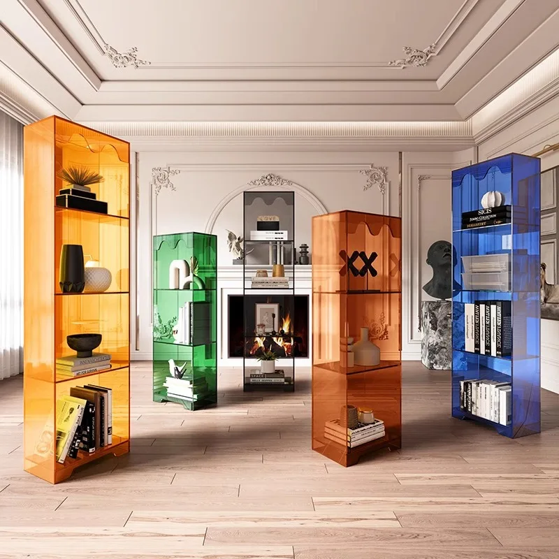 Internet celebrity bookshelf floor shelf acrylic living room storage rack display rack multi-layer integrated display cabinet bo